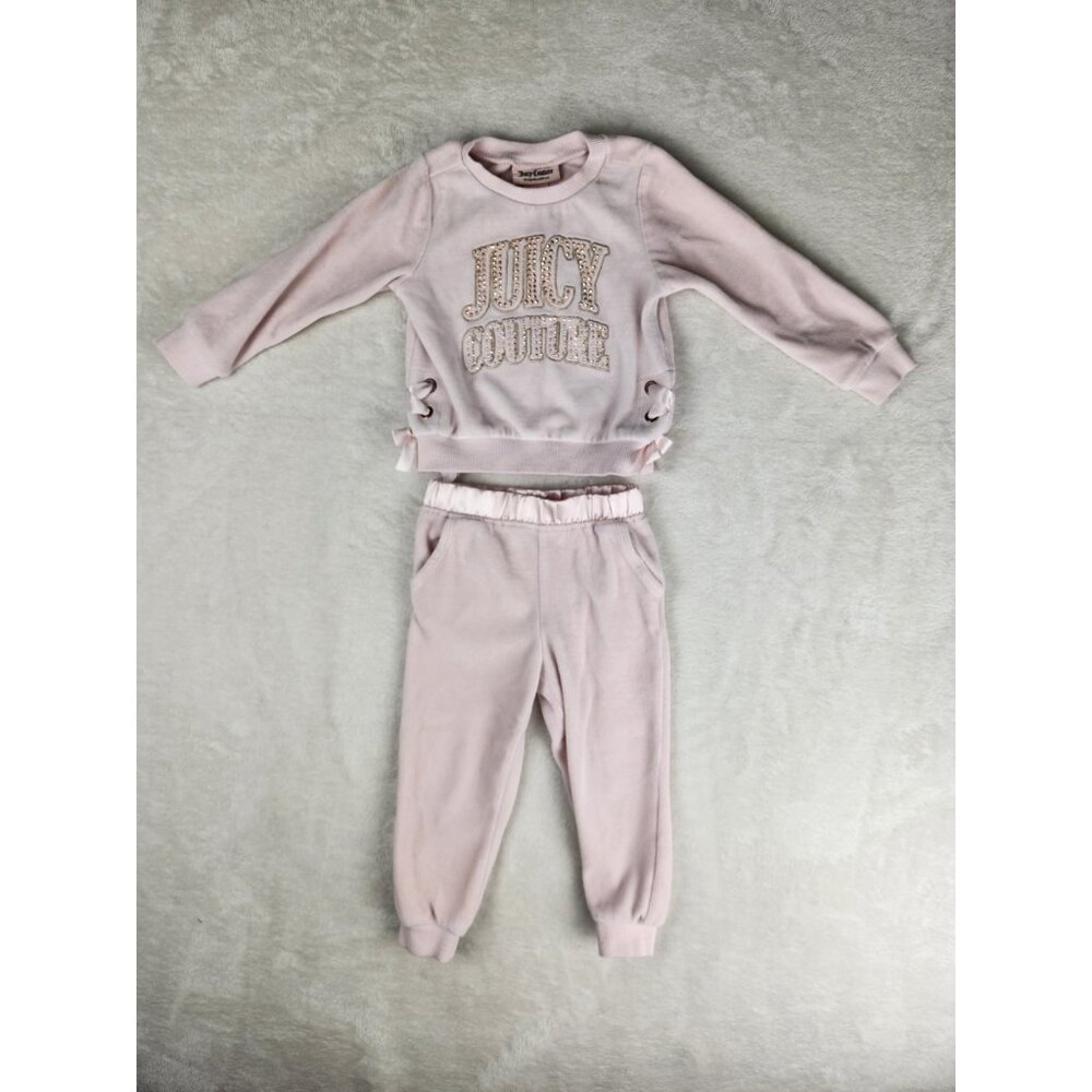 Juicy Couture Baby Girls 2-Piece‎ Size 2T Velour Set Light Pink Joggers